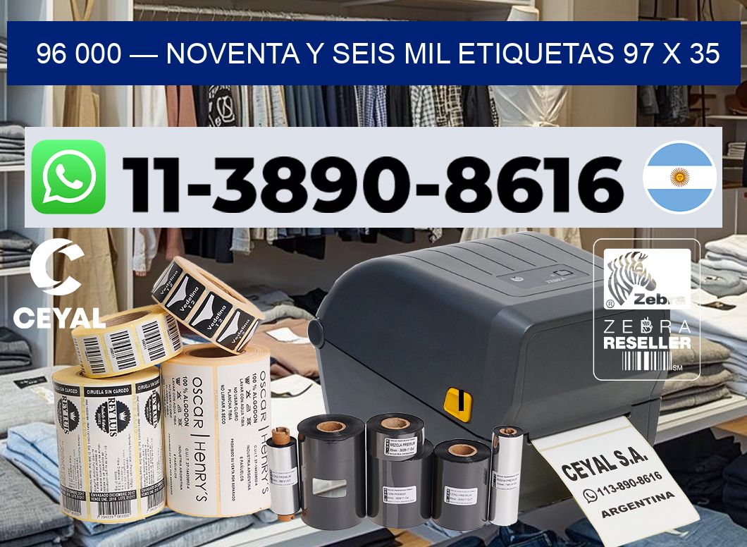 96 000 — noventa y seis mil etiquetas 97 x 35