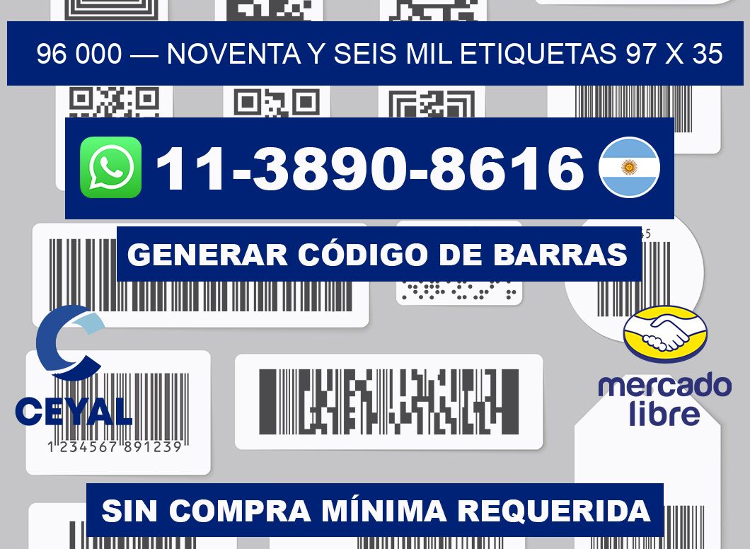 96 000 — noventa y seis mil etiquetas 97 x 35