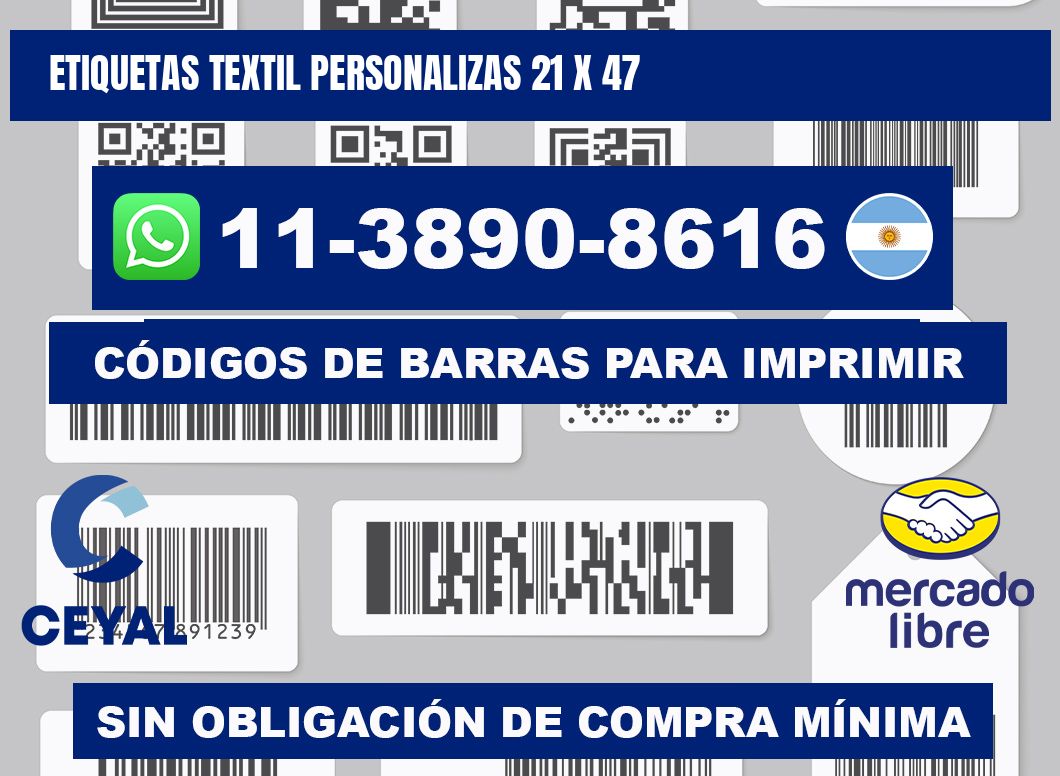 ETIQUETAS TEXTIL PERSONALIZAS 21 x 47