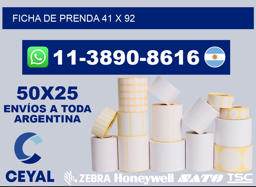 Ficha de prenda 41 x 92