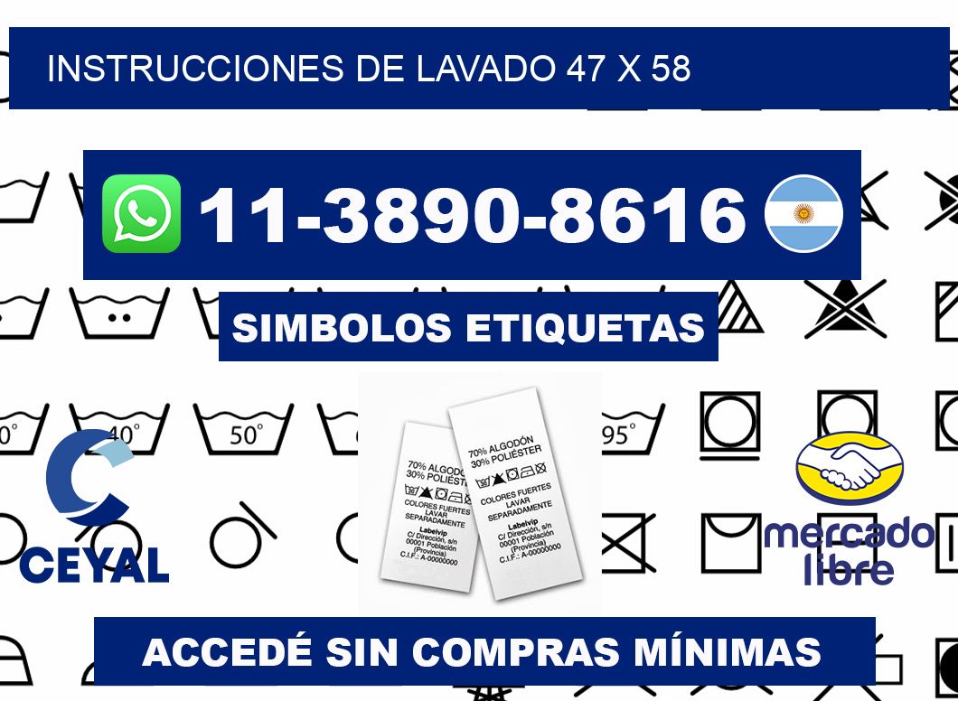 Instrucciones de lavado 47 x 58