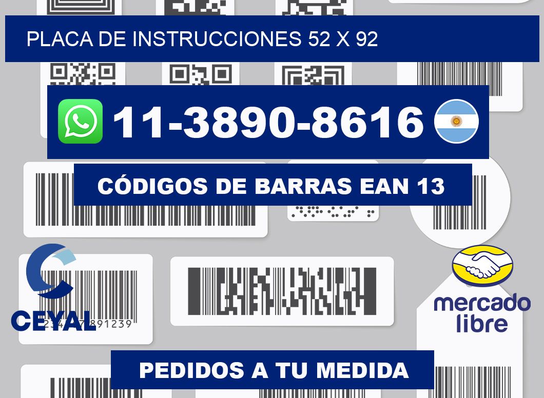 Placa de instrucciones 52 x 92