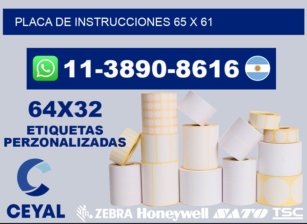 Placa de instrucciones 65 x 61