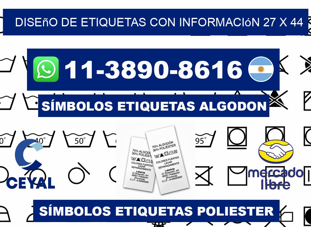 diseño de etiquetas con información 27 x 44