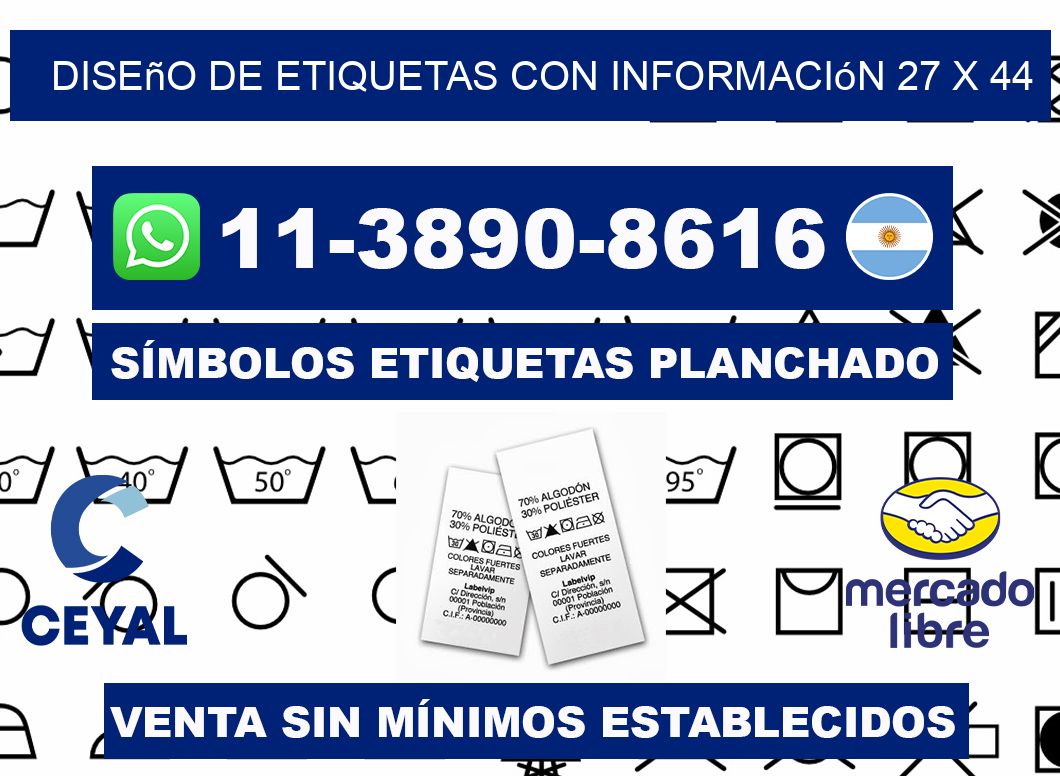 diseño de etiquetas con información 27 x 44