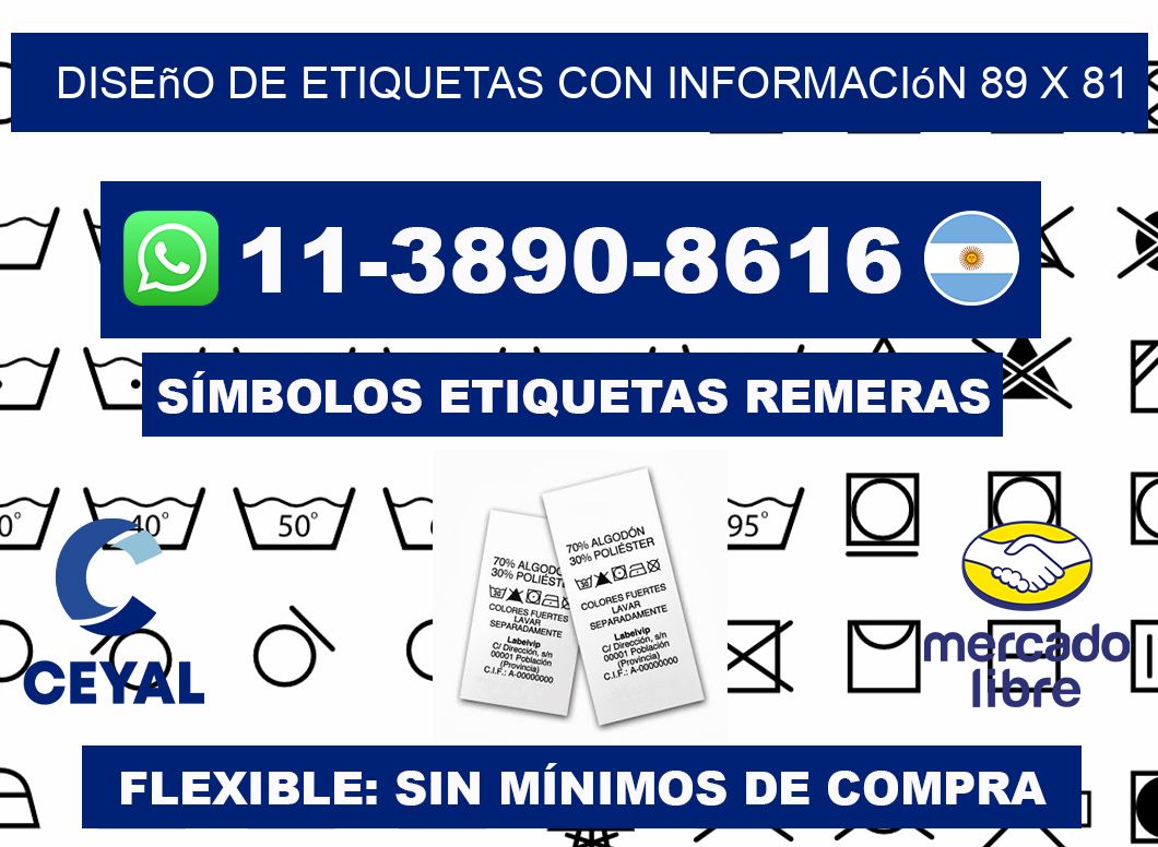 diseño de etiquetas con información 89 x 81