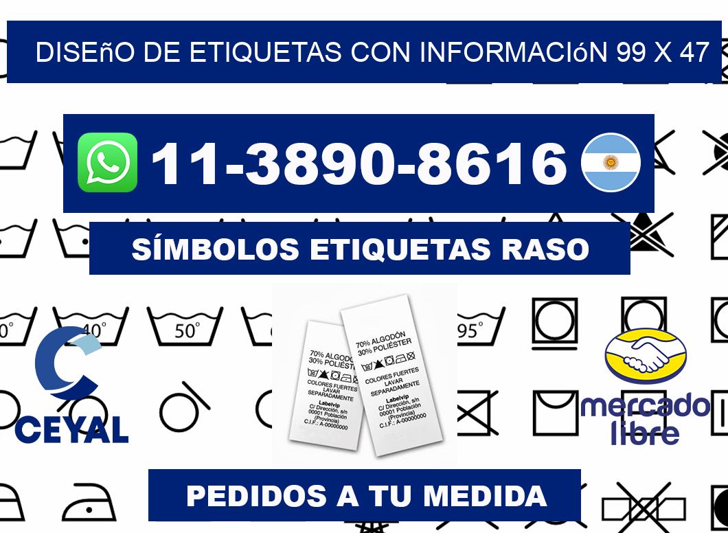 diseño de etiquetas con información 99 x 47
