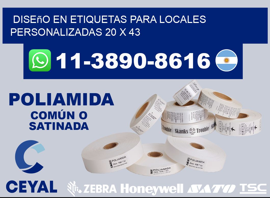 diseño en etiquetas para locales personalizadas 20 x 43