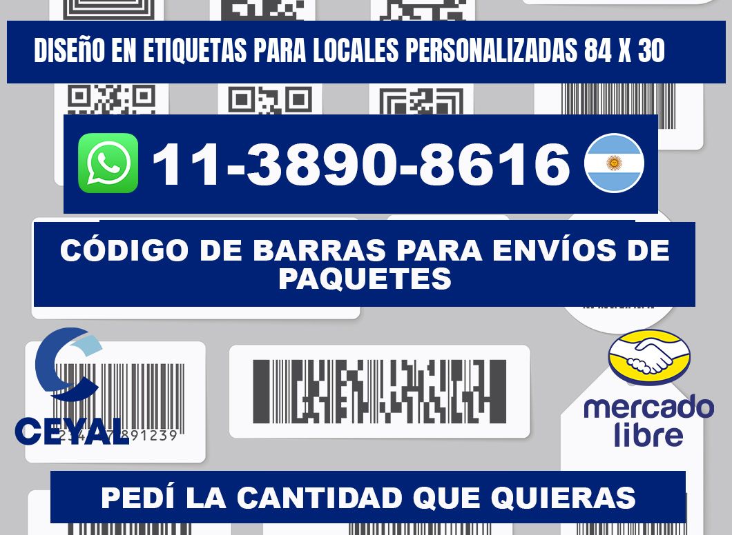 diseño en etiquetas para locales personalizadas 84 x 30