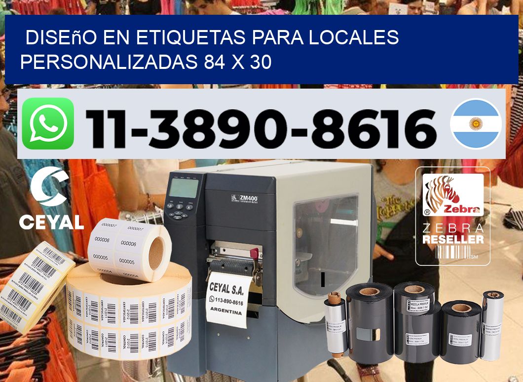 diseño en etiquetas para locales personalizadas 84 x 30