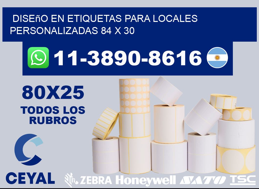 diseño en etiquetas para locales personalizadas 84 x 30