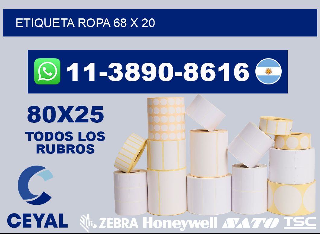 etiqueta ropa 68 x 20
