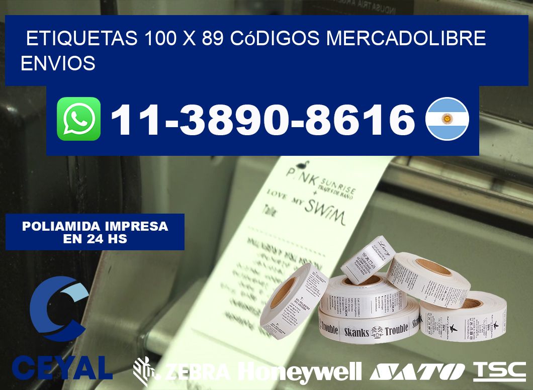 etiquetas 100 x 89 códigos mercadolibre envios