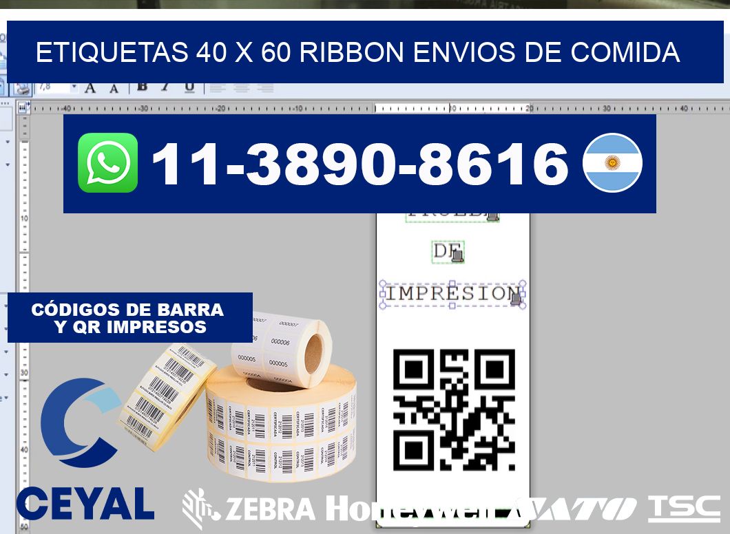 etiquetas 40 x 60 ribbon envios de comida