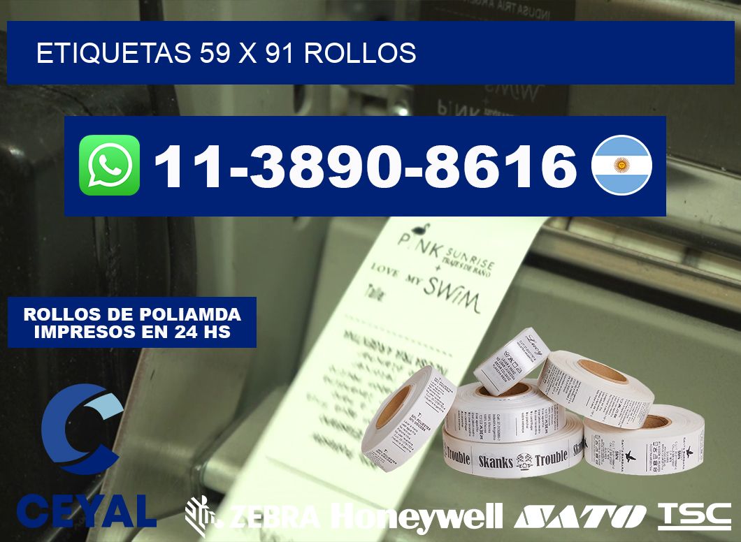 etiquetas 59 x 91 rollos