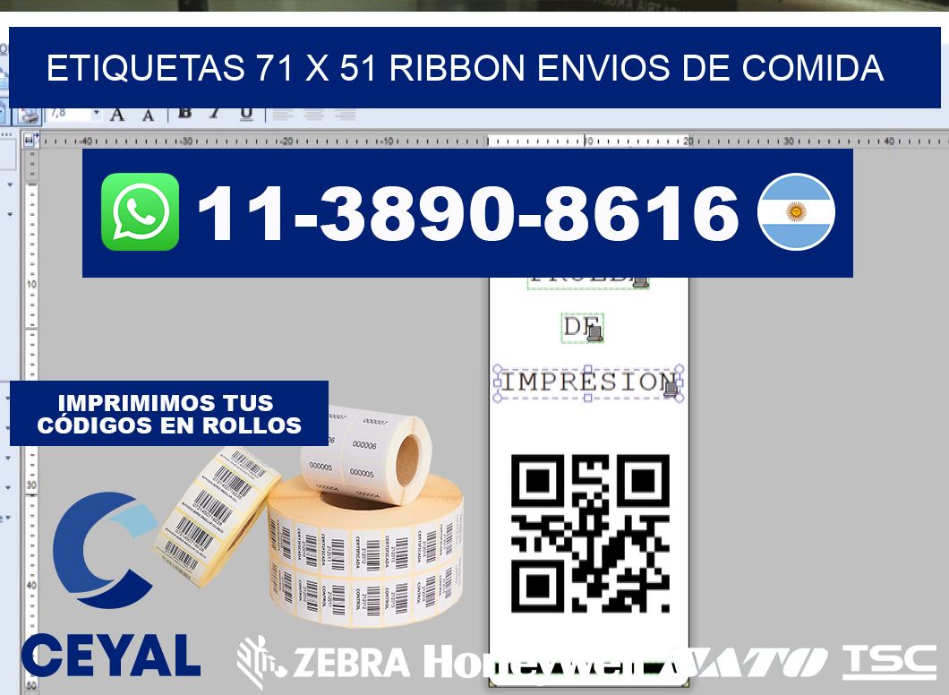 etiquetas 71 x 51 ribbon envios de comida