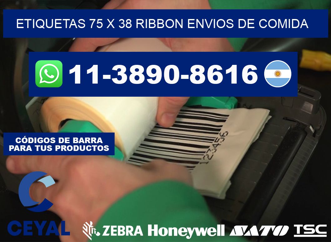 etiquetas 75 x 38 ribbon envios de comida
