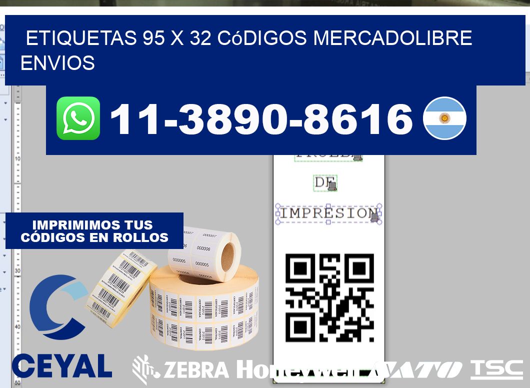 etiquetas 95 x 32 códigos mercadolibre envios