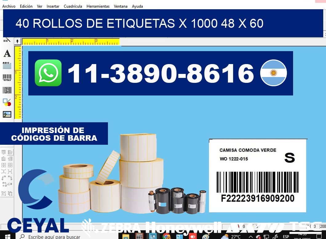 40 rollos de etiquetas x 1000 48 x 60