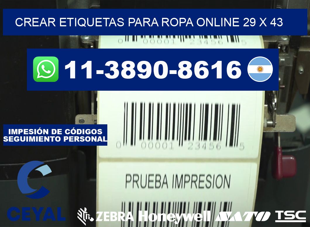 Crear etiquetas para ropa online 29 x 43