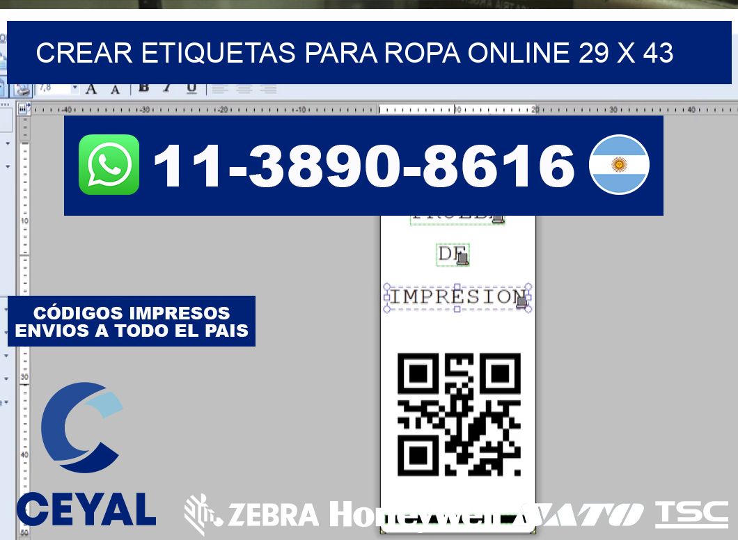 Crear etiquetas para ropa online 29 x 43