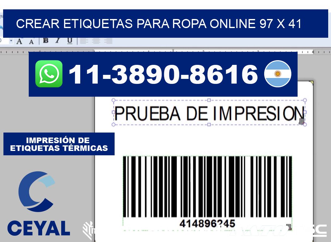 Crear etiquetas para ropa online 97 x 41