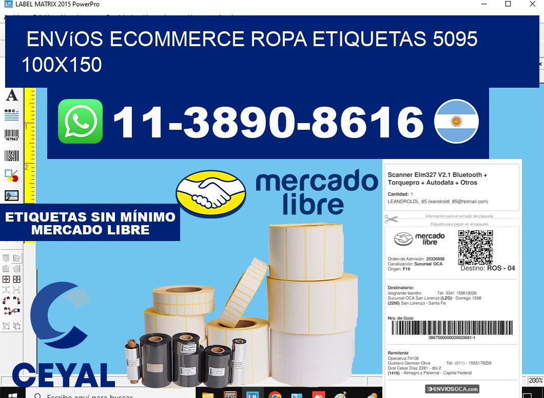 Envíos Ecommerce ropa etiquetas 5095 100x150