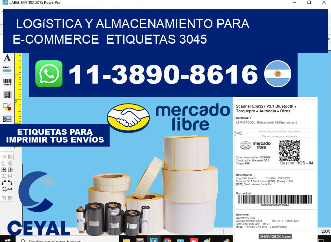 Logística y almacenamiento para e-commerce etiquetas 3045