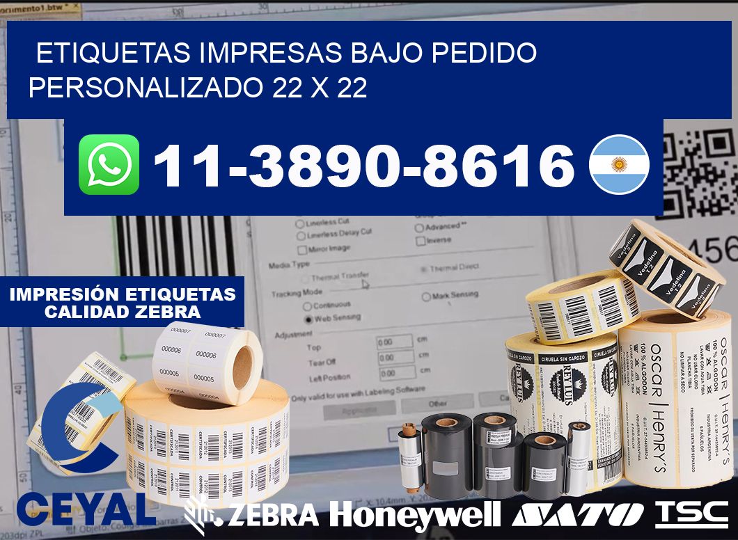 etiquetas impresas bajo pedido personalizado 22 x 22