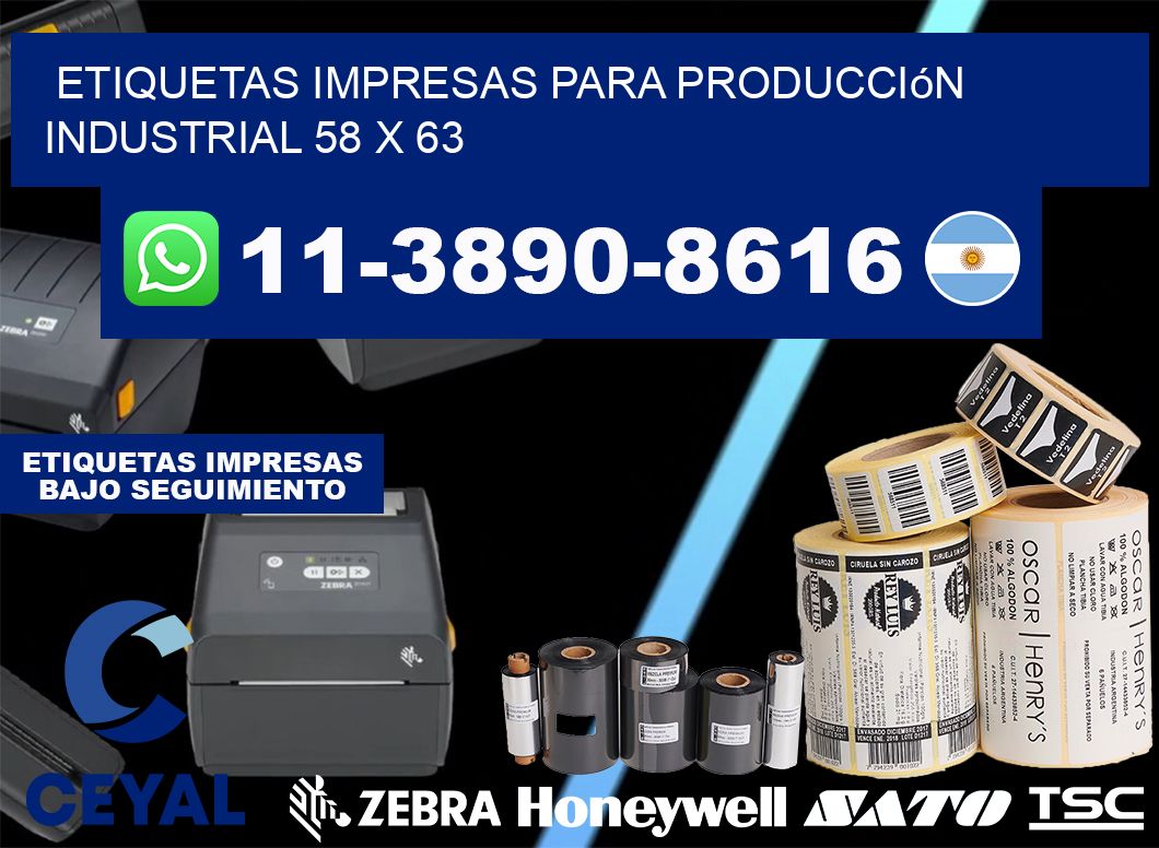 etiquetas impresas para producción industrial 58 x 63