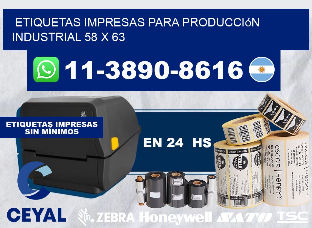 etiquetas impresas para producción industrial 58 x 63