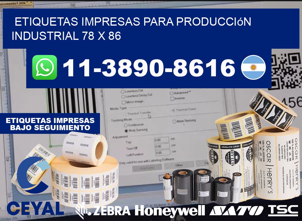etiquetas impresas para producción industrial 78 x 86