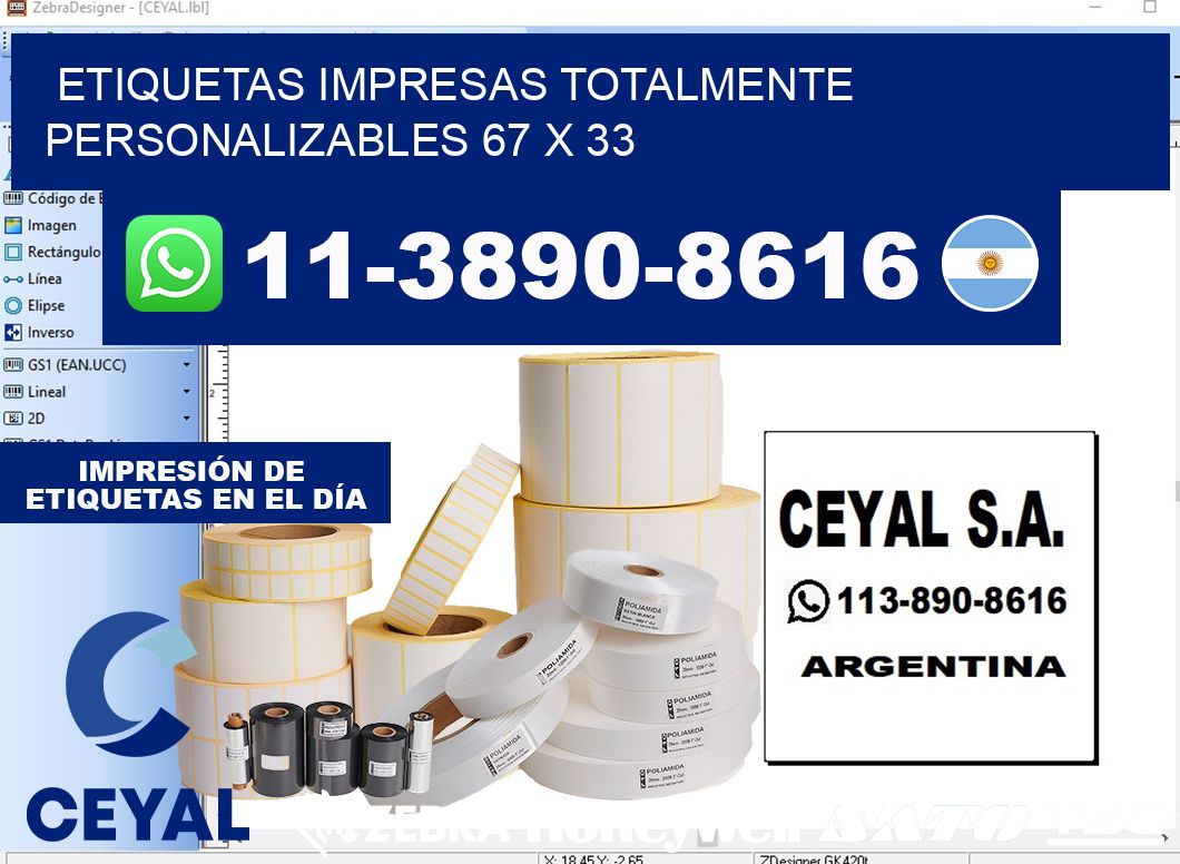 etiquetas impresas totalmente personalizables 67 x 33