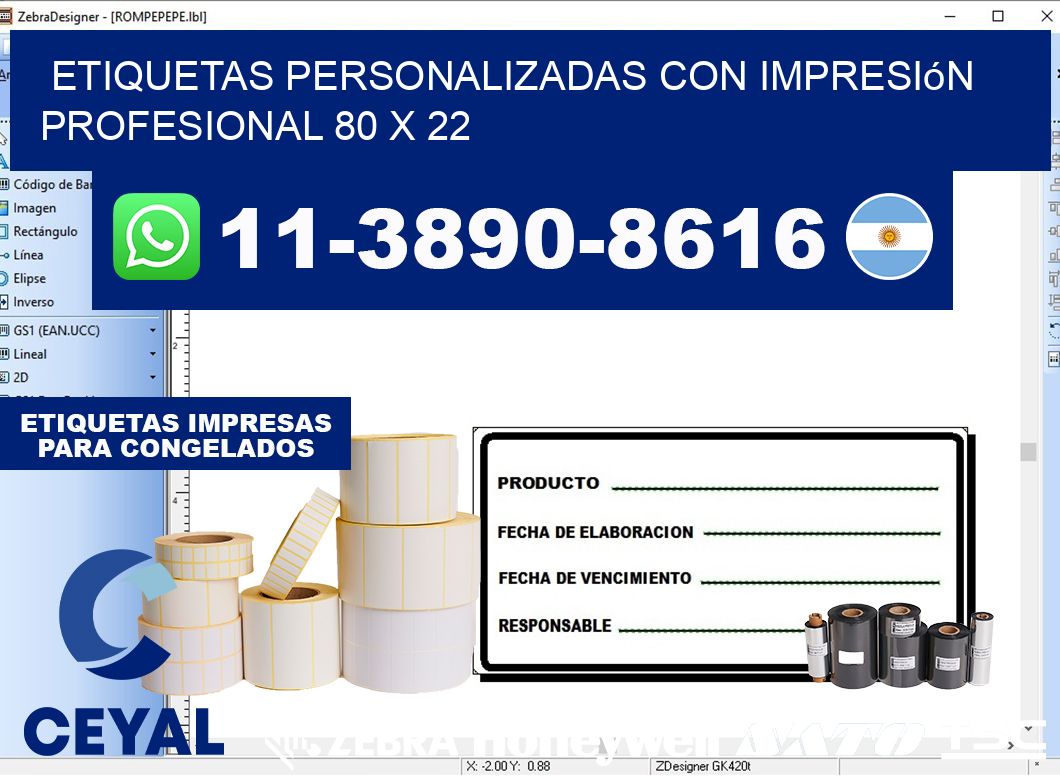 etiquetas personalizadas con impresión profesional 80 x 22