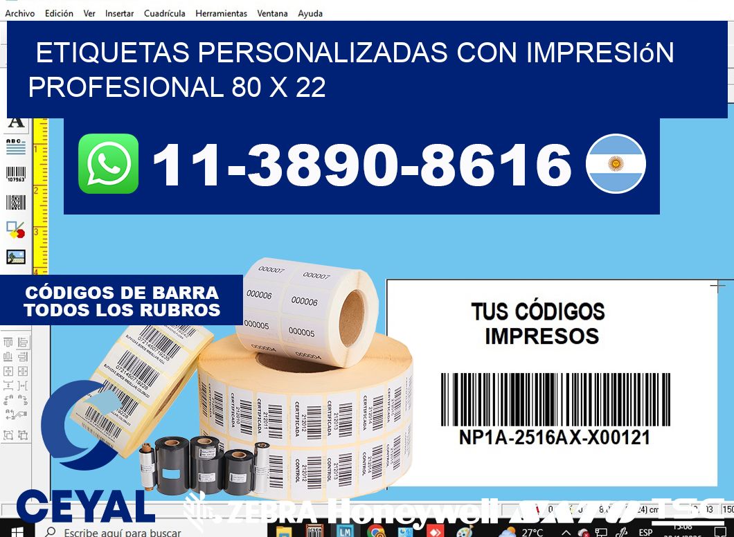 etiquetas personalizadas con impresión profesional 80 x 22