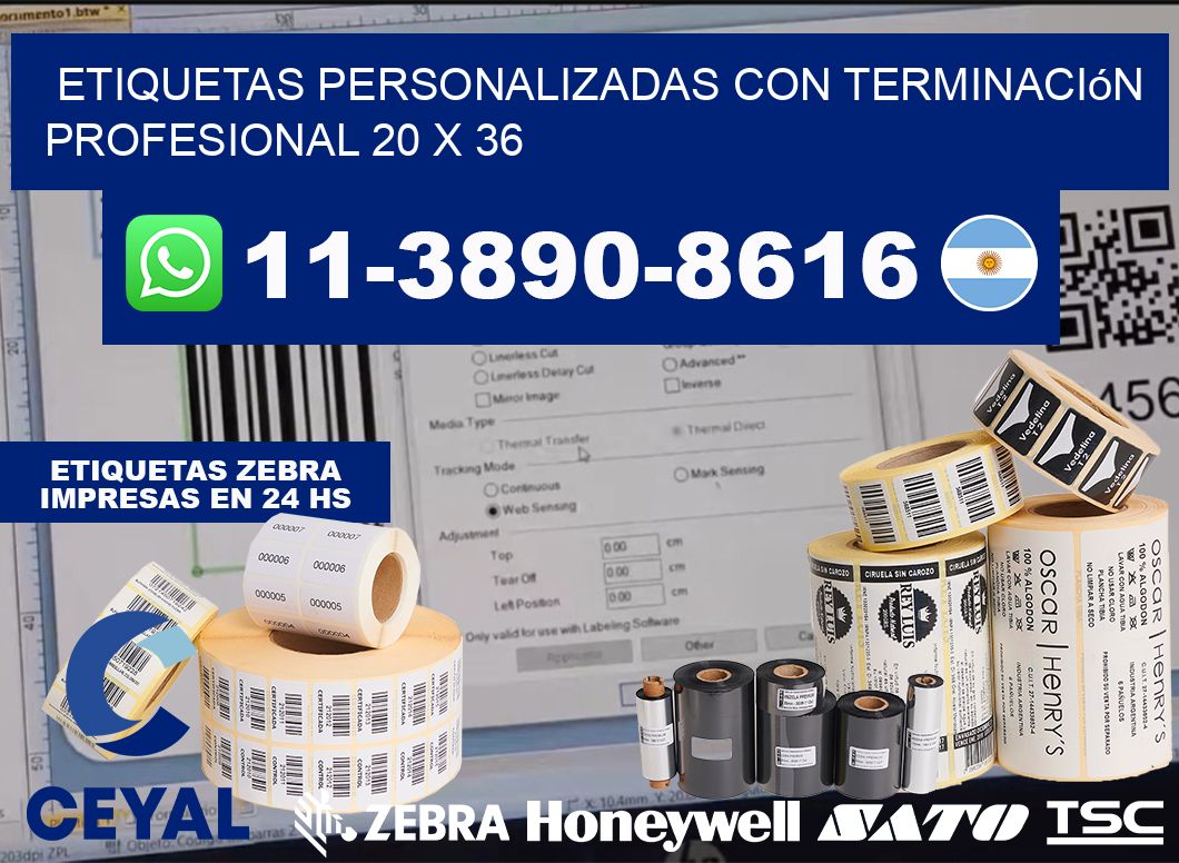 etiquetas personalizadas con terminación profesional 20 x 36