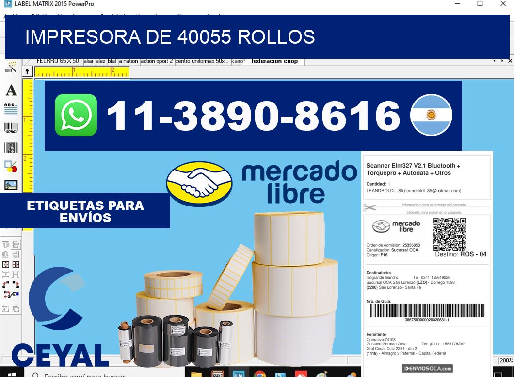 impresora de 40055 rollos