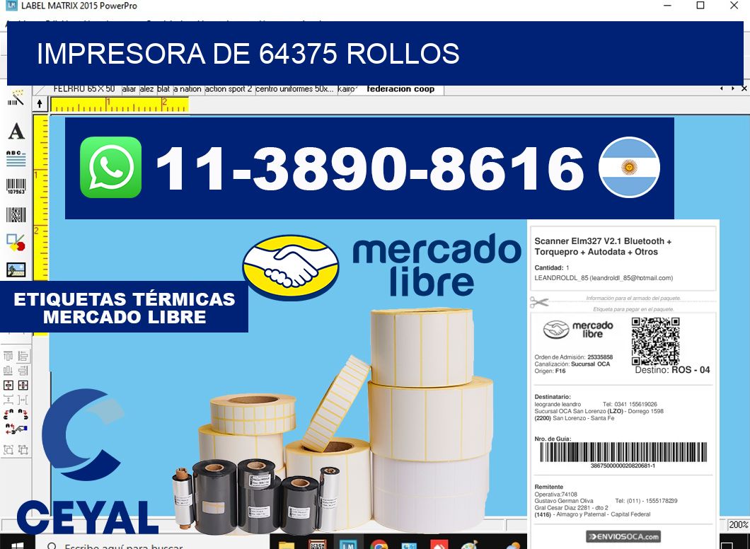 impresora de 64375 rollos