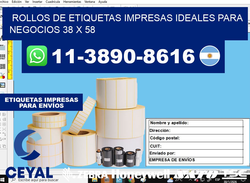 rollos de etiquetas impresas ideales para negocios 38 x 58