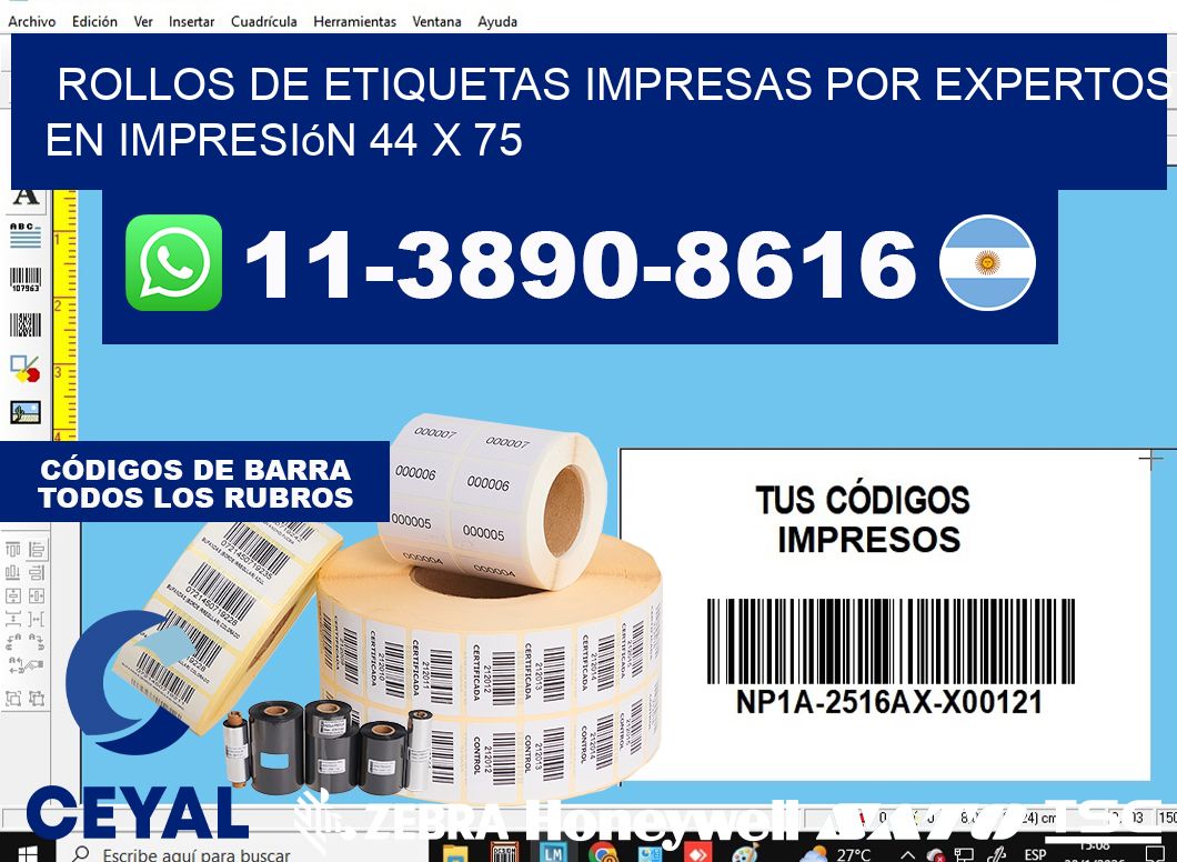 rollos de etiquetas impresas por expertos en impresión 44 x 75