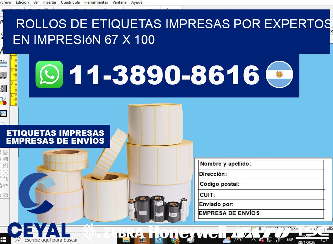 rollos de etiquetas impresas por expertos en impresión 67 x 100