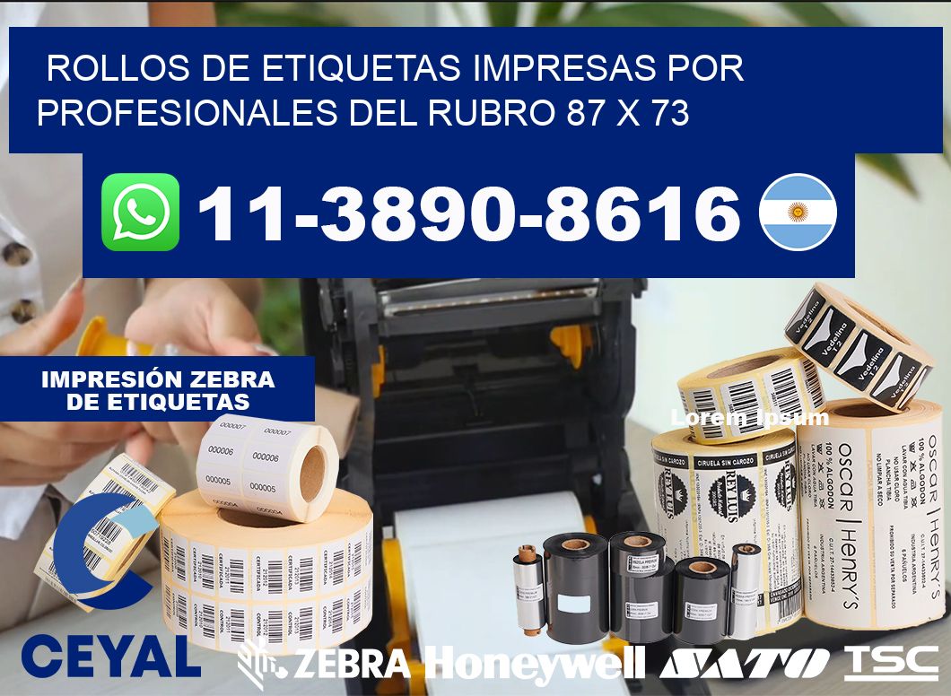 rollos de etiquetas impresas por profesionales del rubro 87 x 73