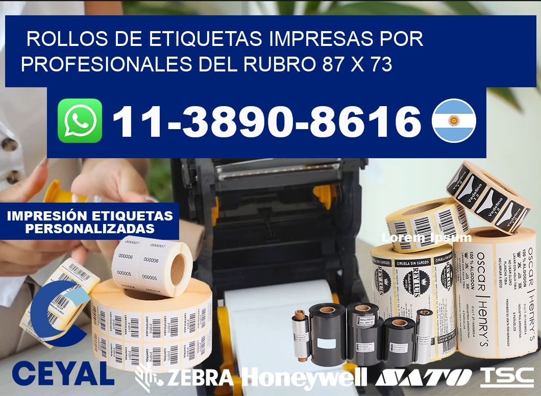 rollos de etiquetas impresas por profesionales del rubro 87 x 73