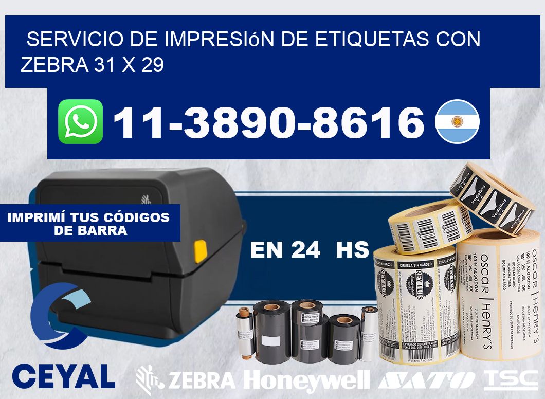 servicio de impresión de etiquetas con Zebra 31 x 29