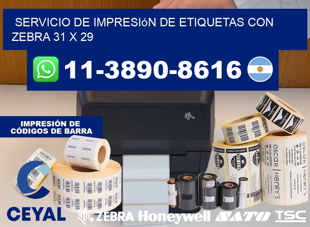 servicio de impresión de etiquetas con Zebra 31 x 29