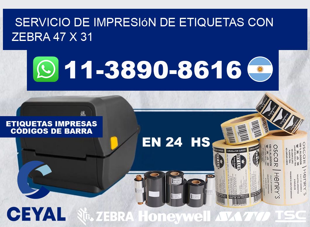 servicio de impresión de etiquetas con Zebra 47 x 31
