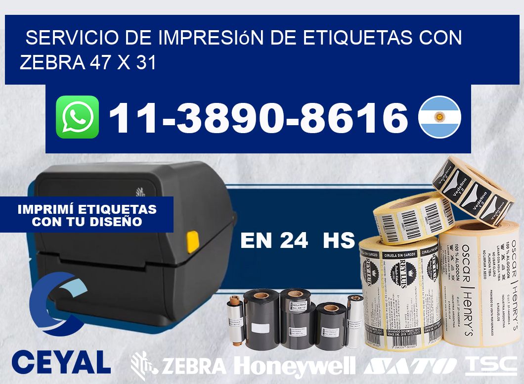 servicio de impresión de etiquetas con Zebra 47 x 31