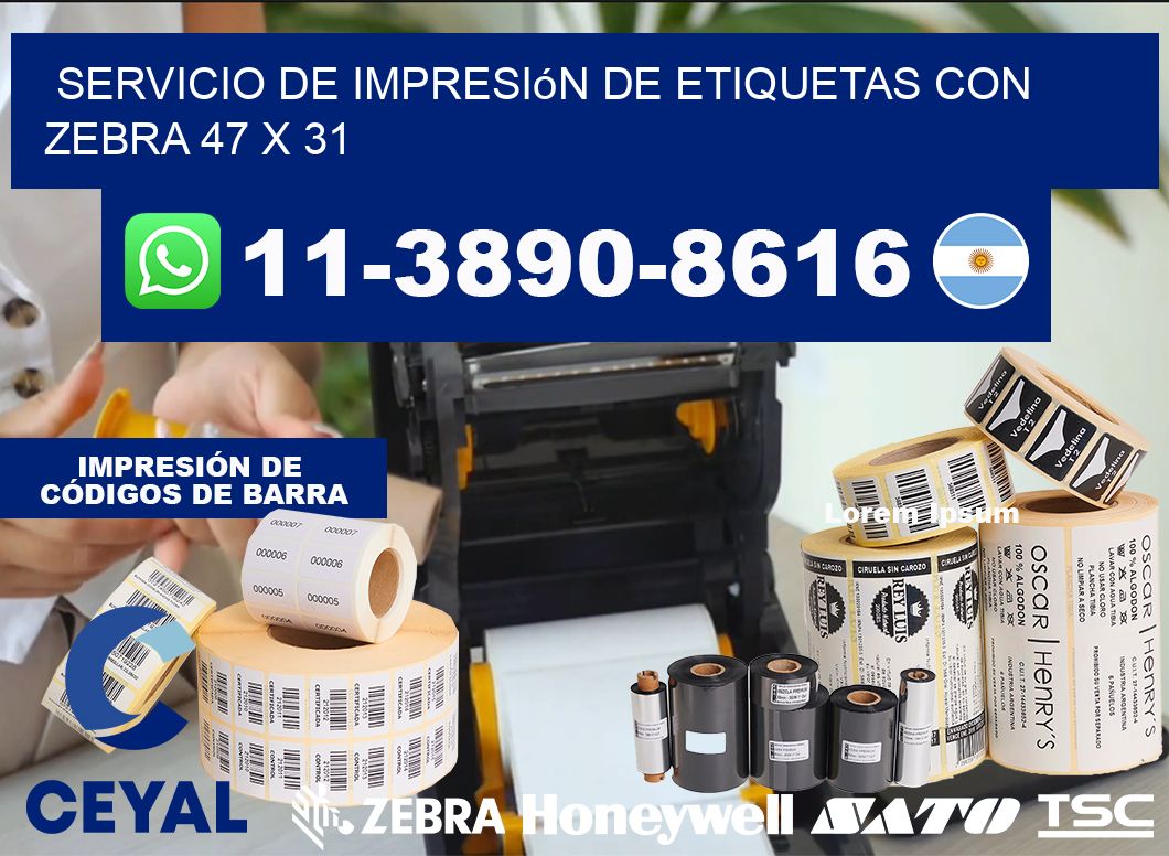 servicio de impresión de etiquetas con Zebra 47 x 31