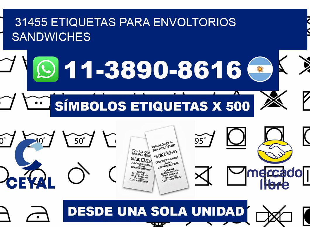 31455 etiquetas para envoltorios sandwiches