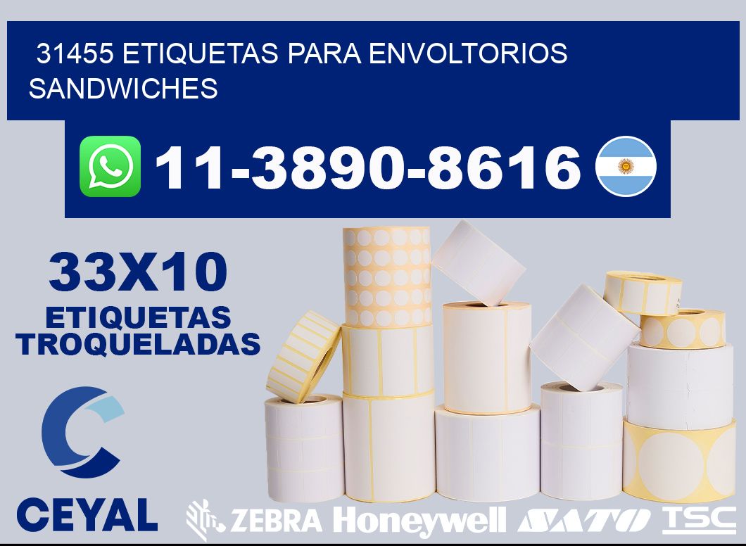 31455 etiquetas para envoltorios sandwiches